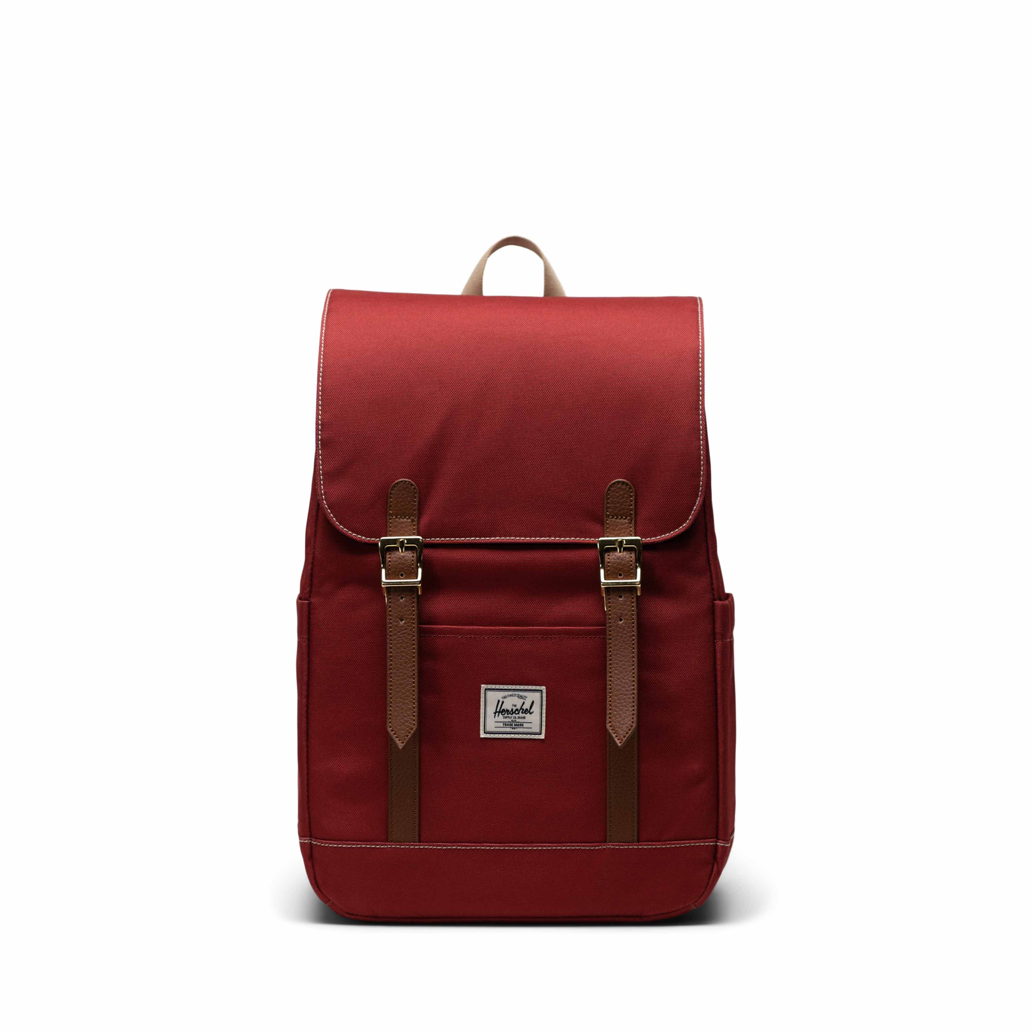 Kiremit - Beyaz Dikişli Herschel Retreat Küçük Boy Su İtici Kumaş Sırt Çantası, 14" Laptop Uyumlu, 17 L